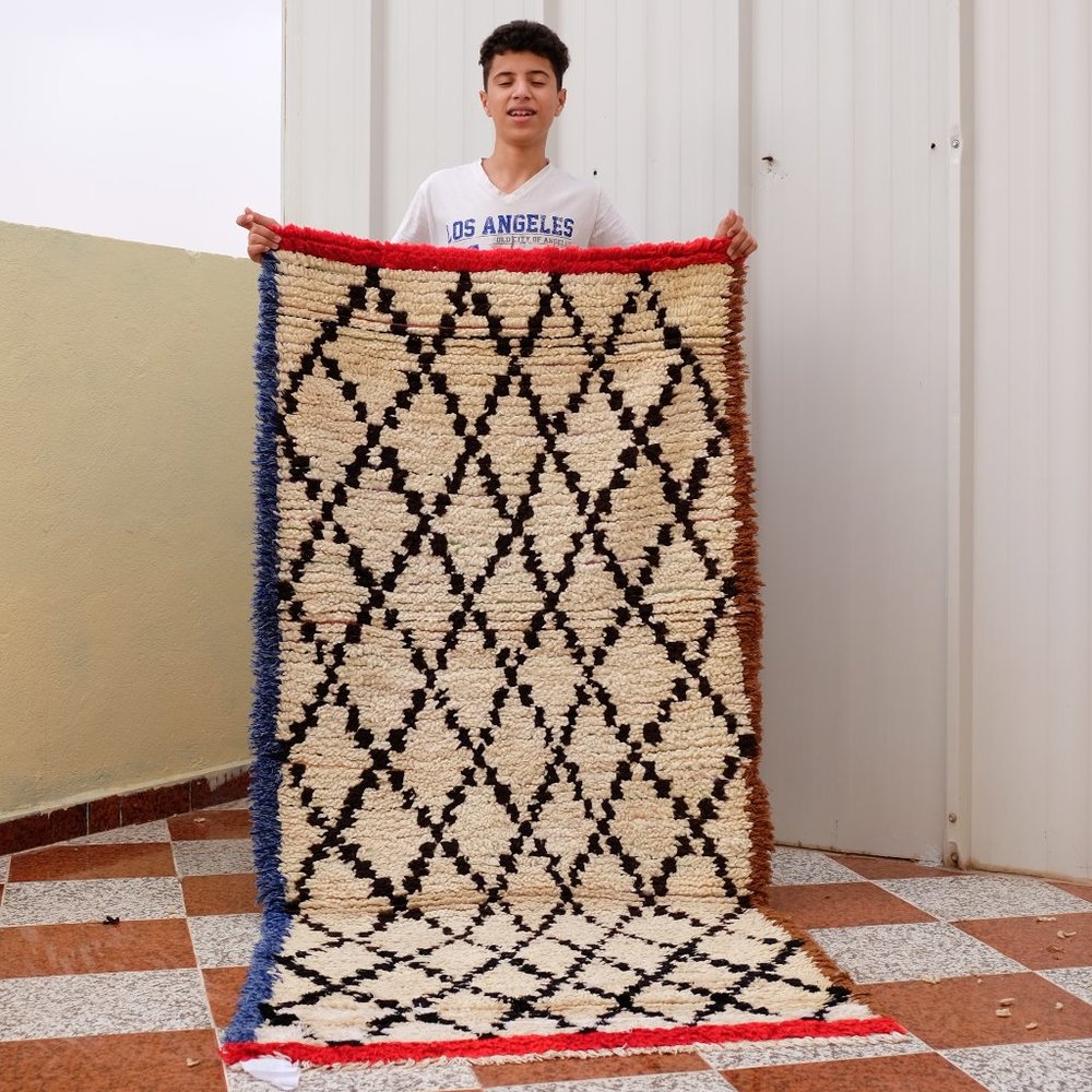 Moroccan Rug Vintage - 3ft X 6,7ft- Attractive Azilal rug - Moroccan Berber Rug